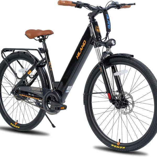 HILAND Electric Bike for Adults with 500W Motor, 26 Inch Men Women Commuter EBikes, 20MPH Electric Bicycle, Front Suspension, Step Through